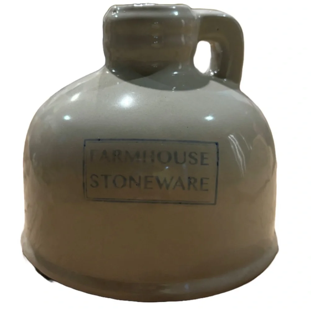 FARMHOUSE STONEWARE NEW ceramic short jug vase -5x5.5”